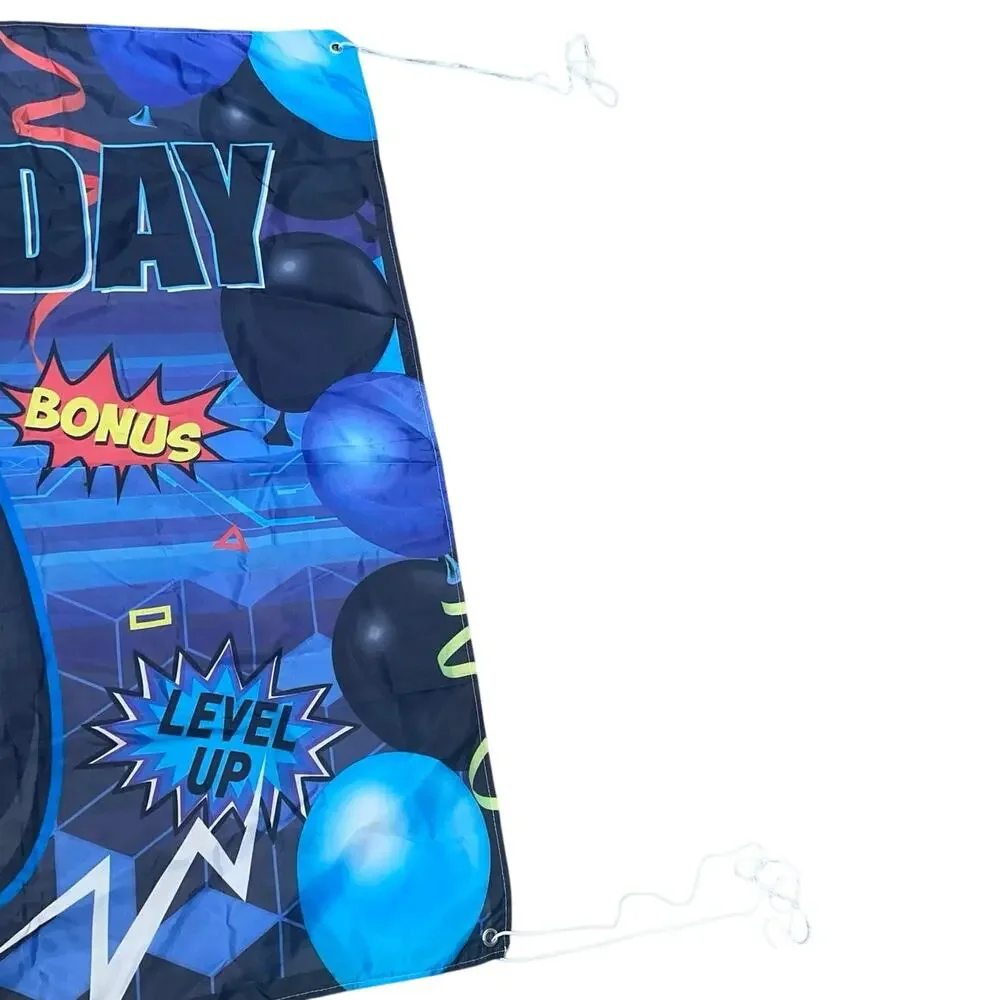 Gamer Happy Birthday Banner 72” X 42” Game Controller Gamepad Party Decor Blue